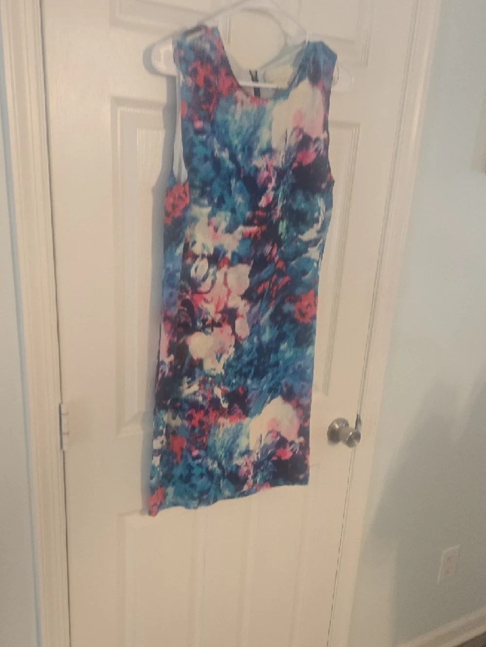 Cynthia Rowley Blue Teal Watercolor Silk Dress - Picture 4 of 8